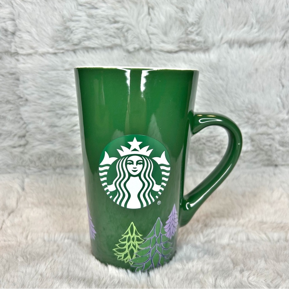 Starbucks Holiday 2020 Tall Forest Green Purple 16 oz Logo Tree Coffee Mug Cup